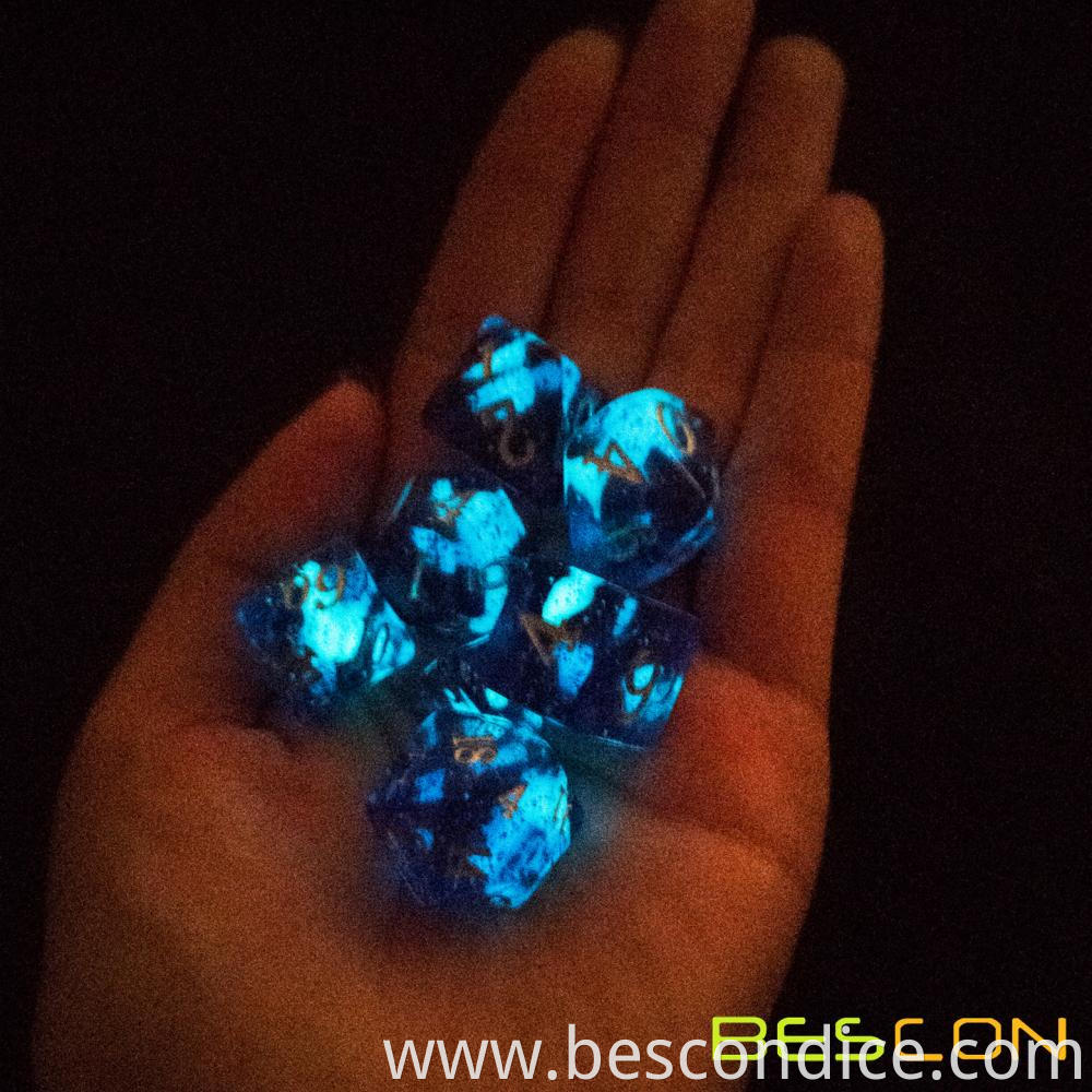 Blue Space Luminous Role Playing Game Dice 3